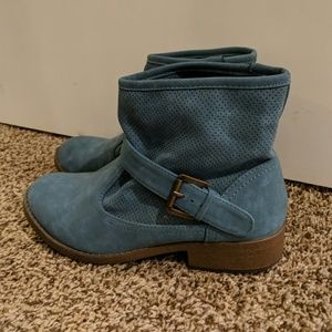 Blue slouchy ankle boots